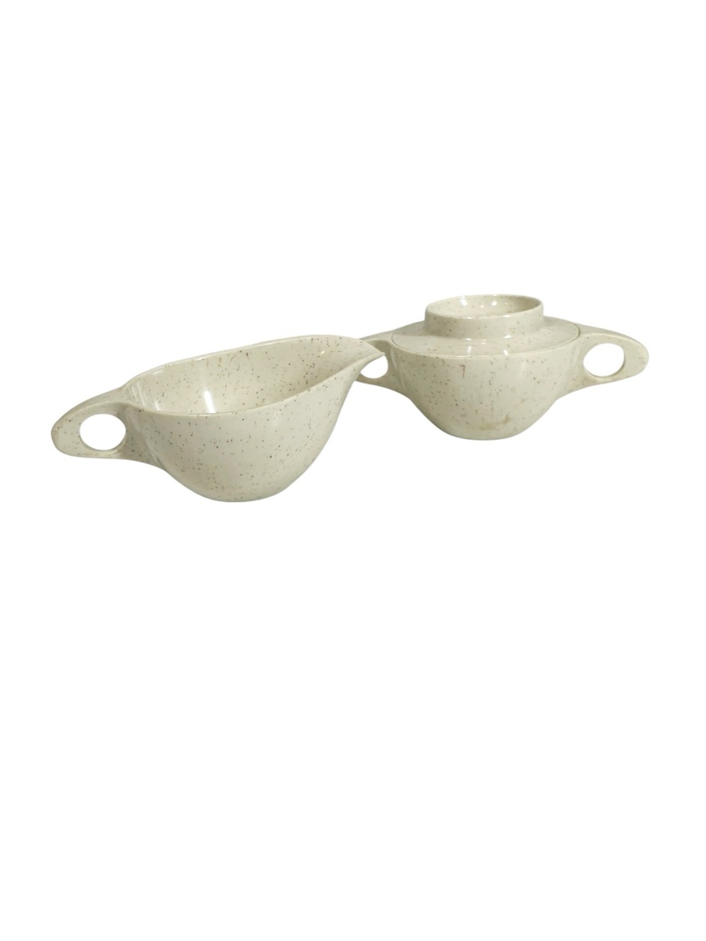 HOLIDAY by KENRO Melmac Melamine Ivory Speckled Ivory Sugar Bowl & Cream Set